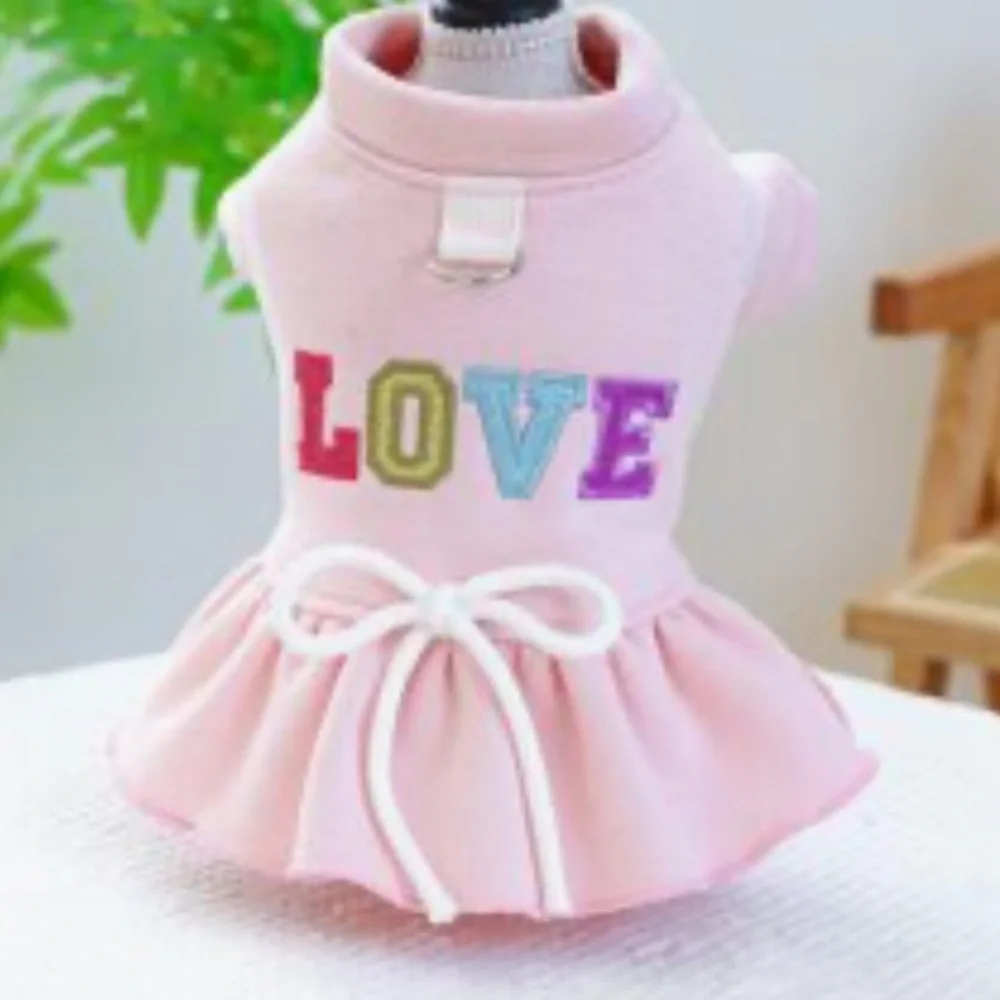 Cute! LOVE Pink Sweatshirt Dress Teacup Small Dog XS
